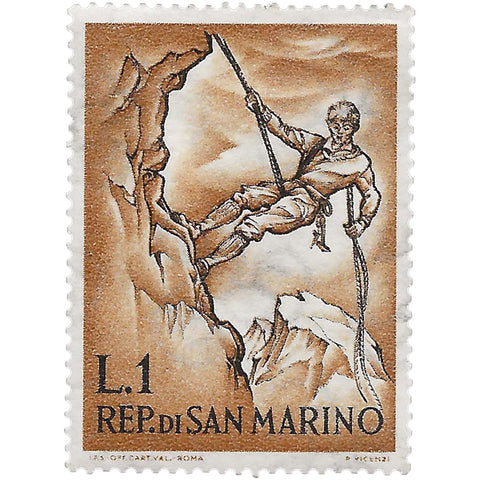 1962 One Sammarinese Lira San Marino Stamp Mountaineer roping