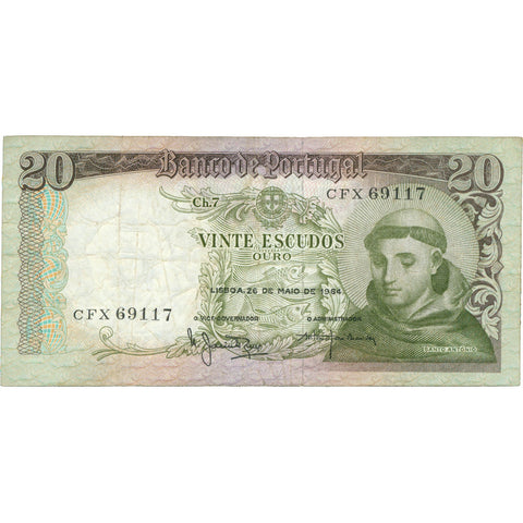 1964 Portugal 20 Escudos Banknote