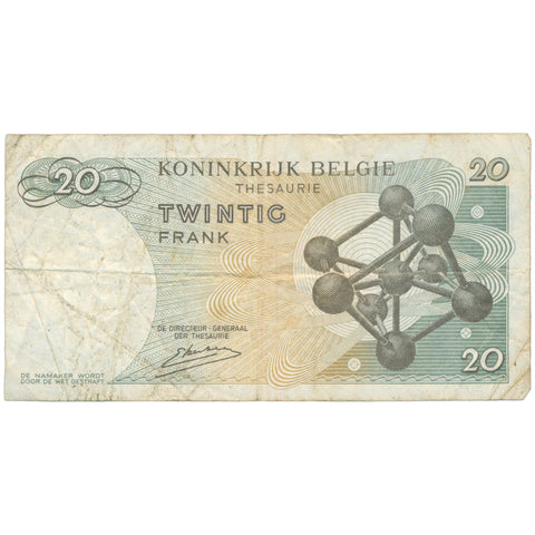 1964 Belgium 20 Francs Banknote