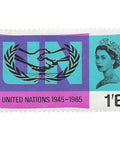 1965 1.6 Shilling Elizabeth II Stamp United Kingdom I.C.Y. Emblem UN (United Nations), 20th Anniversary