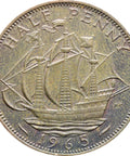 1965 Half Penny Elizabeth II Coin 1st portrait