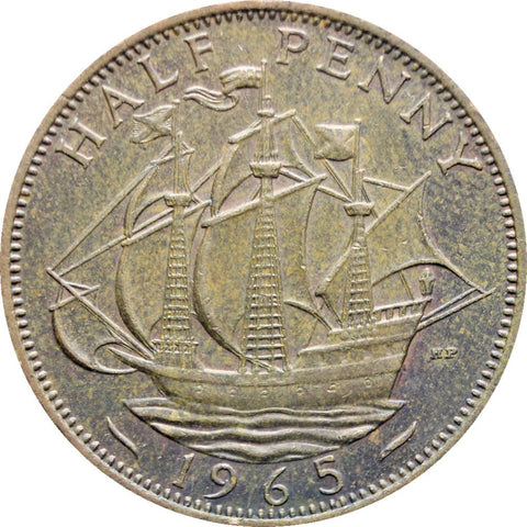 1965 Half Penny Elizabeth II Coin 1st portrait