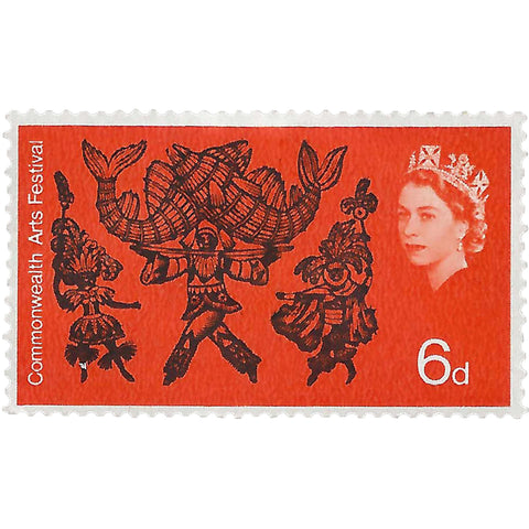 1965 6d Elizabeth II Stamp United Kingdom Trinidad Carnival Dancers