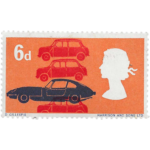 1966 6 d Elizabeth II Stamp United Kingdom British Technology Motor - cars