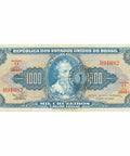 1966 Brazil 1000 Cruzeiros Banknote Overprinted