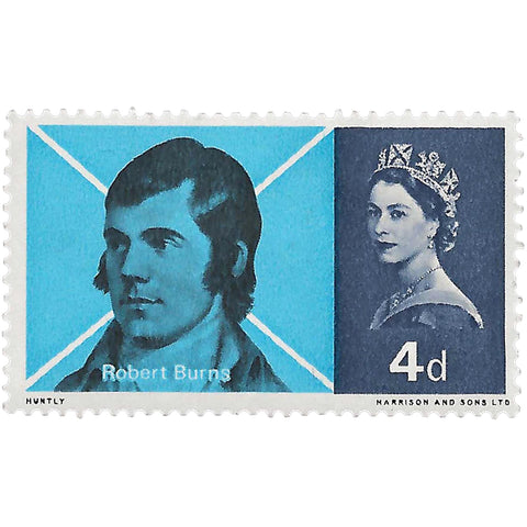 1966 4 d Elizabeth II Stamp United Kingdom Robert Burns (after Skirving chalk drawing)