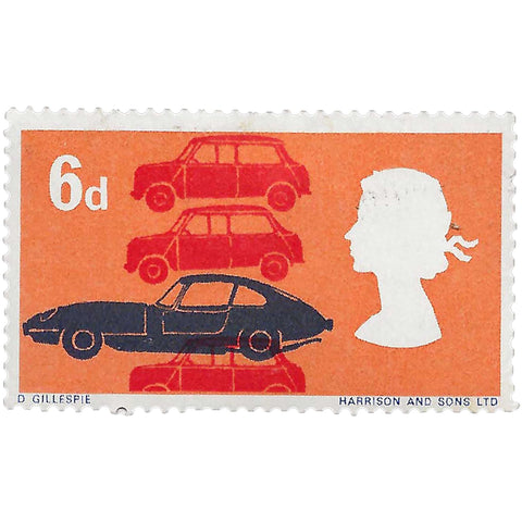 1966 6 d Elizabeth II Stamp United Kingdom British Technology Motor-cars