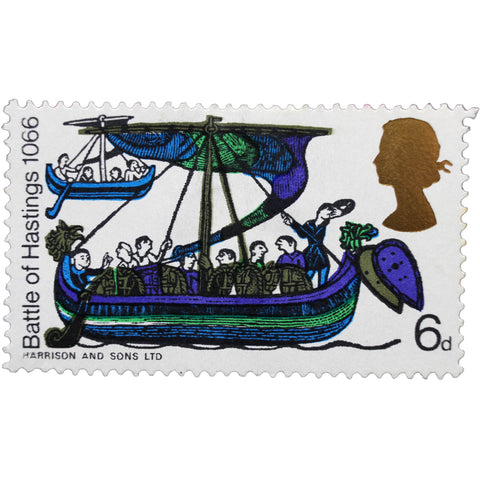 1966 Stamp United Kingdom 6 d - British Penny Elizabeth II Battle of Hastings Norman Ship