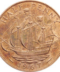 1967 Half Penny Elizabeth II Coin 1st portrait