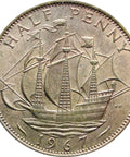 1967 Half Penny Elizabeth II Coin 1st portrait