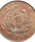 1967 Half Penny Elizabeth II Coin 1st portrait