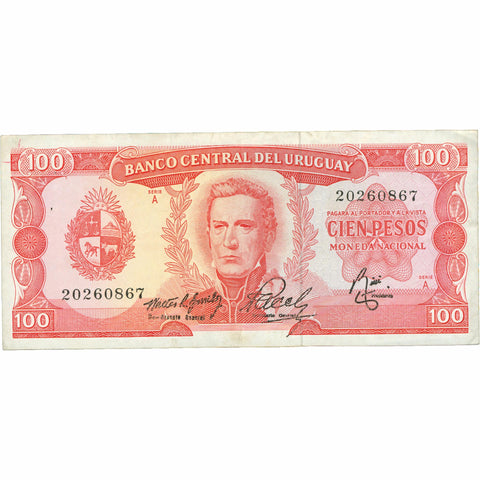 1967 Uruguay 100 Pesos Banknote