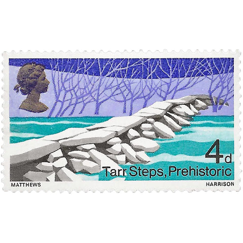 1968 4 d Elizabeth II Stamp United Kingdom Tarr Steps, Exmoor Bridges