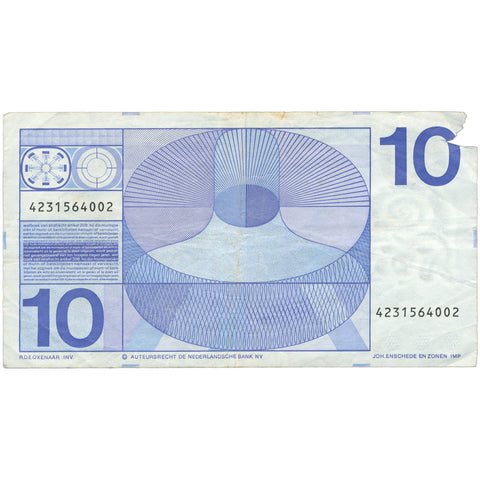 1968 Netherlands 10 Gulden Banknote