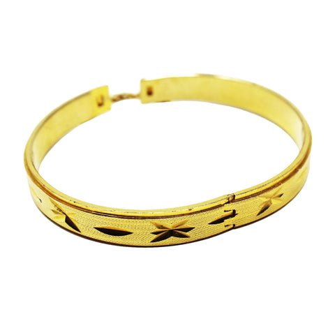 1970's Vintage Bangle Engraved Gold Bracelet 18ct Gold Rolled Vintage