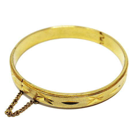 1970's Vintage Bangle Engraved Gold Bracelet 18ct Gold Rolled Vintage