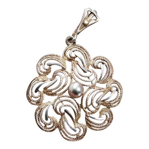 1970's Vintage Silver Pendant Flower