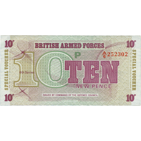 1972 British Armed Forces 10 New Pence Special Voucher (6th Series)