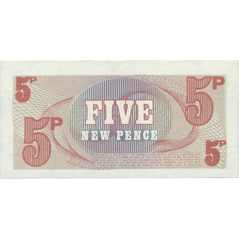 1972 British Armed Forces 5 New Pence Special Voucher (6th Series)