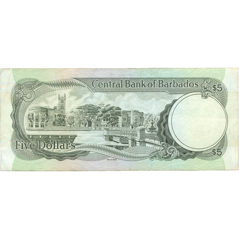 1975 Barbados 5 Dollars Banknote
