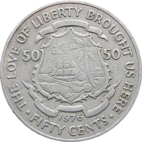 1976 50 Cents Liberia Coin president William Richard Tolbert Jr.