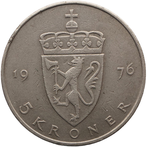 1976 5 Kroner Olav V Norway Coin