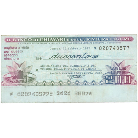 1977 Italy 200 Lire Banknote