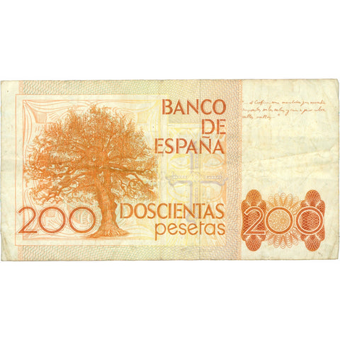 1980 Spain 200 Pesetas Banknote