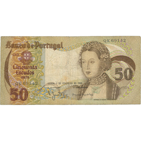 1980 Portugal 50 Escudos Banknote