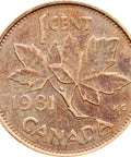 1981 1 Cent Canada Elizabeth II Coin 2nd portrait light type