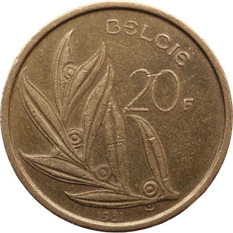 1981 20 Francs Belgium Baudouin I Coin Dutch text