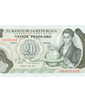1982 Colombia 20 Pesos Oro Banknote