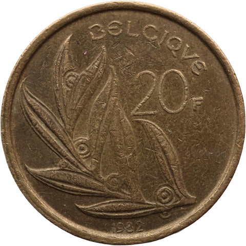 1982 20 Francs Belgium Baudouin I Coin French text