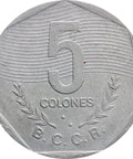 1983 5 Colones Costa Rica Coin