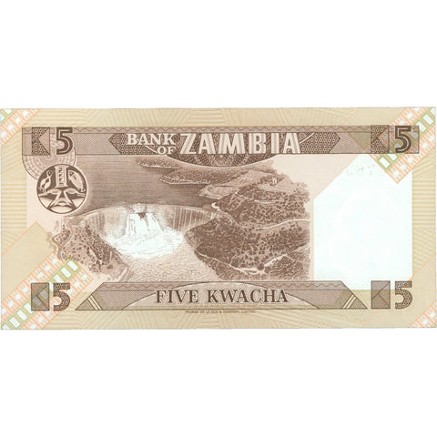 1984 Zambia 5 Kwacha Banknote