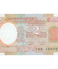 1985 - 1990 India 2 Rupees Banknote Signature R. N. Malhotra
