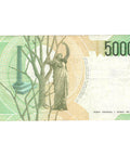 1985 5000 Lire Italy Banknote Portrait of V. Bellini