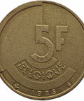 1986 5 Francs Belgium Baudouin I Coin French text