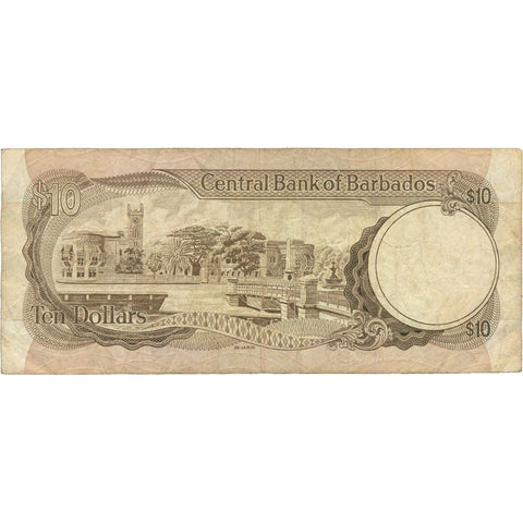 1986 Barbados 10 Dollars Banknote