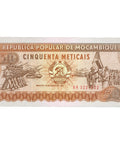 1986 Mozambique 50 Meticais Banknote