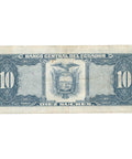 1986 Ecuador 10 Sucres Banknote