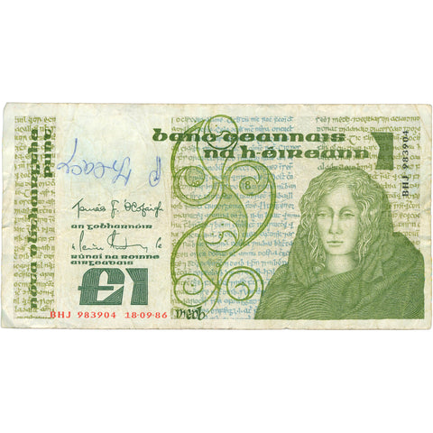 1986 Ireland 1 Pound Banknote