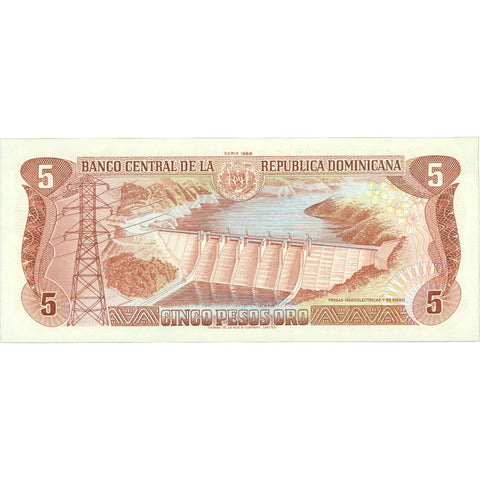 1988 Dominican Republic 5 Pesos Oro Banknote
