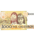 1990 Brazil 1000 Cruzeiros Banknote