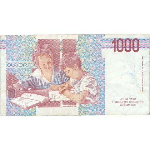 1990 Italy 1000 Lire Banknote