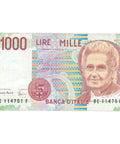 1990 Italy 1000 Lire Banknote