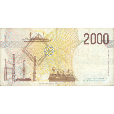 1990 Italy 2000 Lire Banknote