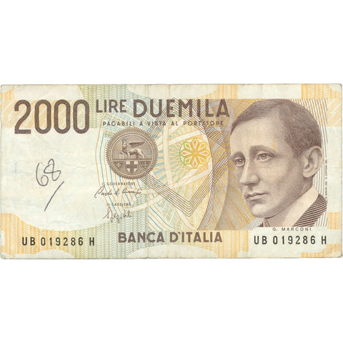 1990 Italy 2000 Lire Banknote