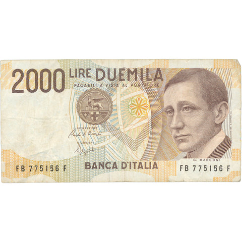 1990 Italy 2000 Lire Banknote