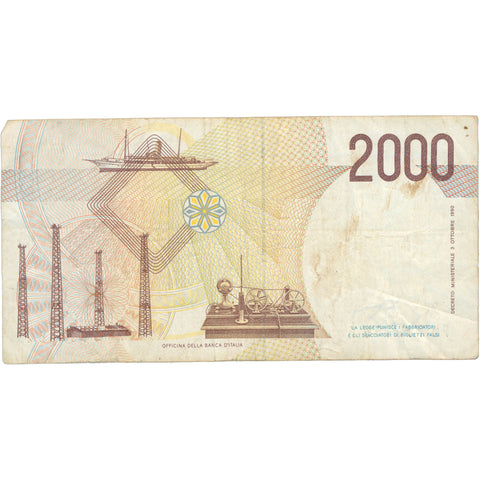 1990 Italy 2000 Lire Banknote